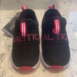 Nautica Tuva Toddler Sneakers Black Glitter Mesh Size 6